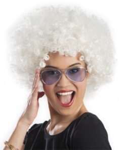 Beyaz Renk Kıvırcık Afro Bonus Peruk