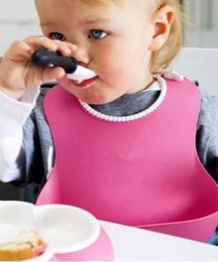 Çocuk Bebek Mama Önlüğü Dökülme Engelleyici Bükülebilir Pembe