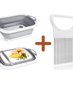 Katlanabilir Plastik  Leğen Ve Eşit Şekilde Sebze Dilimleme Aleti Aparatı Seti
