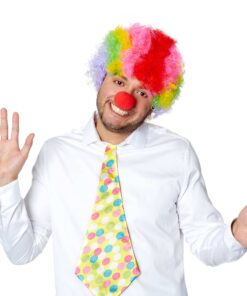 Rengarenk Kıvırcık Afro Bonus Peruk 110 Gr ve Kırmızı Burun Seti