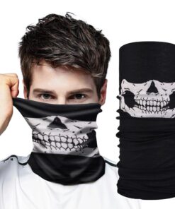 Siyah Renk Dikişsiz Çok Fonksiyonlu Çene Kafatası Yüz Maskesi Baf Buff Bandana Boyunluk Bileklik