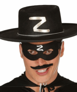 Z Logolu Yetişkin Zorro Şapkası ve Zorro Maskesi