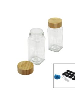 12 PCS TAKIM KARE CAM BAHARATLIK - TUZLUK BAMBU KAPAKLI