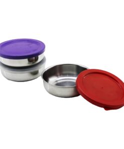 12CM   ÇELİK  SAKLAMA KABI  RENKLİ - ŞEFF PLASTİK KAPAK