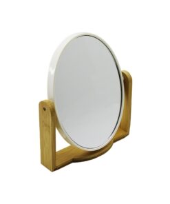 16X21CM - OVAL MAKYAJ AYNASI ÇİFT YÖNLÜ - BAMBU AYAK - PLASTİK ÇERÇEVELİ