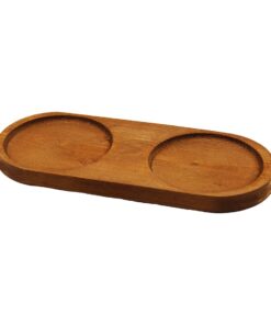 2 BÖLMELİ - OVAL   KOYU RENK=KAHVERENGİ  AHŞAP YAĞDANLIK ALTLIK  27X12.5CM