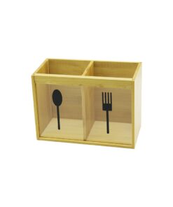 2 X KARE BÖLMELİ AHŞAP BAMBU KAŞIKLIK ŞEFF PVC PENCERELİ 2 X 9X9CM