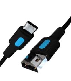 Coral USB A-C Hızlı Şarj Kablosu (Siyah + Mavi/Siyah Uç) (120 CM)