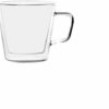 Çift Katmanlı Cam Kupa Bardak 150 ml Lüx Çift Cidarlı kupa - Termos Bardak - İki Duvarlı Yapısı ile Uzun Süre Sıcak-Soğuk Tutma özelliği, Kulplu Kahve Espresso Bardağı Brosilikat double layer Cup