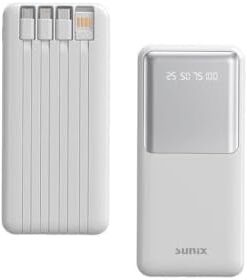 12000 Mah Dijital Göstergeli Dahili Çoklu Kablolu Taşınabilir Powerbank Beyaz PB-49