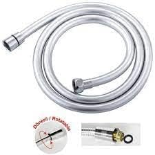 Gri Paslanmaz Kopmaz Patlamaz Kaliteli PVC Duş Hortumu - Yüksek Kaliteli Lüx Duş Spirali - Tüm Duş Setleri/Duş Başlıkları ile Uyumlu (G1/2) - 150cm