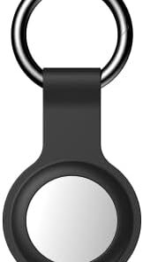Apple Airtag ile Uyumlu Silikon Anahtarlıklı Koruma Kılıfı Kabı (Siyah)