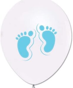 Marifetlerim - Mavi Ayak izi Baskılı Beyaz Balon 12 inch 10 Adet