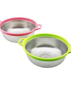 27CM RENKLİ PLASTİK ÇERÇEVE - KULPLU ÇELİK SEPET METAL SÜZGEÇ