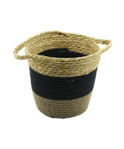 2IN1=İP ÖRGÜLÜ - HASIRÇİFT KULPLU SEPET - ORGANİZER Ç-TABAN:17CM--AĞIZ:24CM - Y: 22CM