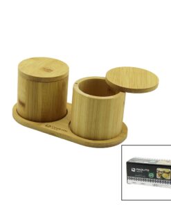 2PCS AHŞAP BAMBU BAHARATLIK YUVARLAK=8X8ALTLIK=9.5X19.5ÇEVİR AÇ-MIKNATISLI KAPAK