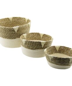 3 BOY 2IN1=İP ÖRGÜLÜ - HASIRSEPET - ORGANİZER Ç-T:17-21-23CM--A:22-27-32CM - Y:10.5-14-21CM