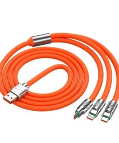 3 in 1 Type-C + Micro Usb + Lightning Hızlı Şarj Kablosu Silikon Kablo 1 Metre Opp Ambalaj