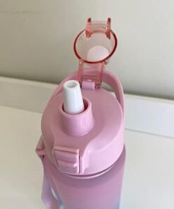 1000 ML Tritan Motivasyonlu Su Matarası SÜZGEÇLİ ve PİPETLİ (PEMBE-TURKUAZ MAVİ)