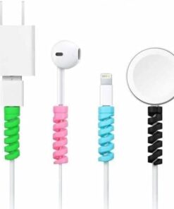 Trend 4 Adet Spiral Esnek Silikon Kablo Koruyucu iPhone - Micro USB ve TYPE-C ve Diğer Tüm Kablolar İçin Uygun Kablo Koruyucu 4 Farklı Renk