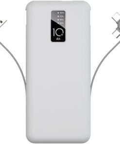 PW-05 Hızlı Şarj Led Göstergeli Micro Lightning Type-C Kablolu Taşınabilir Powerbank 10000mAh Beyaz