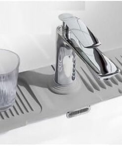 Home Musluk Matı, Eviye Matı,Elastik Musluk Matı Su Tutucu Düzenleyici Kaydırmaz Taban Organizer Mutfak Banyo Lavabo,Musluk Matı Silikon (Gri)
