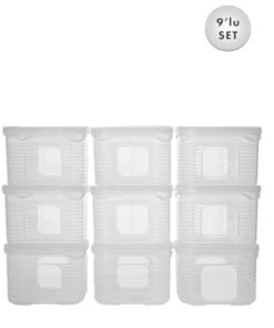 HOME Erzak Saklama Kabı Sızdırmaz Kapak 9'lu Set Şeffaf-(Ölçü Kabı Hediyeli)