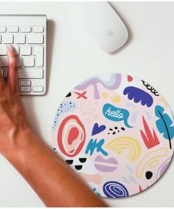 Minimal Renkli Tasarımlı Yuvarlak Mousepad - Mouse Pad - Fare Altlığı