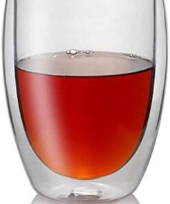 Çift Cidarlı İki Katmanlı Çift Camlı Bardak, Kupa - Cappucino Latte Kahve Bardağı - Borosilikat Cam - Yalıtımlı, 350 ml
