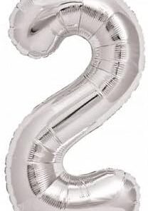 Marifetlerim - 2 Rakamı Gümüş Folyo Balon 16 inch 40 cm