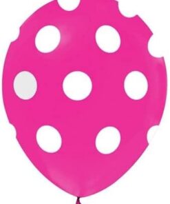 Marifetlerim - Fuşya Beyaz Puantiyeli Balon 12 inch 10 Adet