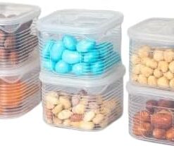 HOME Erzak Saklama Kabı Sızdırmaz Kapak 6'lı Set Şeffaf -(Ölçü Kabı Hediyeli)