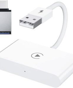 Mobile USB+ Type-C iPhone Kablosuz Wireless Carplay Adaptör Çevirici BEYAZ