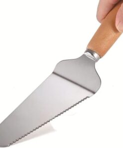 Home Tırtık Kenarlı Üçgen Mutfak Spatulası,Pasta,Pizza Ve Mutfak İçin Spatula,Pasta Pastacılık Ahşap Saplı Paslanmaz Çelik Spatula