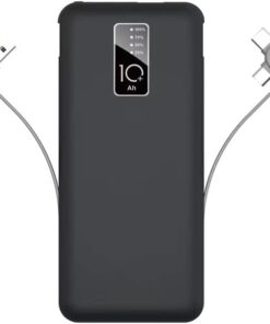 PW-05 Hızlı Şarj Led Göstergeli Micro Lightning Type-C Kablolu Taşınabilir Powerbank 10000mAh Siyah