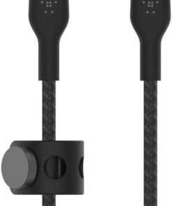 MacBookPro, iPadPro, GalaxyS22, Ultra, Plus - Siyah gibi cihazlar için Power Delivery PD ile hızlı şarj için BoostChargePro Flex Örgülü USB-C - USB-C Kablosu 1m USB-IF Onaylı