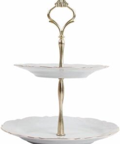 Queen Altın Yaldız 2 Katlı Kurabiye Tabağı 21cm