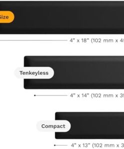 Klavye Bilek Desteği - Yıpranmaz Dikişli Kenarlar, Pürüzsüz Kumaş Yüzey, Kaymaz Kauçuk Taban, Orta Sertlik, Siyah - 100%