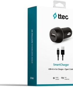 SmartCharger Araç Şarj Aleti 2.1A 10.5W Type-C Kablolu Siyah 2CKS20CS
