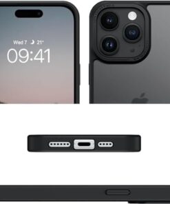 iphone 15 Pro için Hybrid Matte Serisi Arkası Mat Silikon Kılıf Metal Lens Çerçevelİ ve Metal Tuş Takımlı Ultra Güçlü Koruma Kılıf (Siyah)