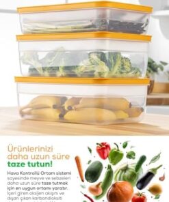 Vienev 9Lu Ayarlı Sebze Ve Meyve Saklama Kabı Seti Renkli 3X(2,5-3,8-5 Litre)