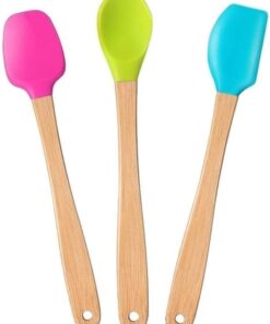 Indigo 3'lü Renkli Bambu Saplı Silikon Spatula Seti Uzun 26cm
