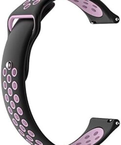 Samsung Galaxy Watch Gear S3 Classic Frontier Silikon Kordon Spor Kayış Delikli 42mm-46mm (42mm, Siyah Pembe)