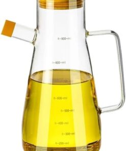 Home 900 Ml 2 Adet Borosilikat Cam Yağdanlık,Termisil Isıya Dayanıklı Yağlık Ve Sirkelik,Zeytin Yağı,Limon Suyu Ve Sirke İçin Yağ Şişesi (2 Adet)