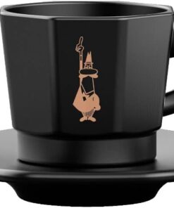 - 4'lü Espresso Fincan Seti - Sekizgen Tasarım - Siyah Renk - Porselen