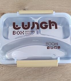 Hybrid Bento Box 800 ml - BPA'sız Plastik Gövde, Paslanmaz Çelik Bölmeli Çok Amaçlı Yemek Kabı 2349 (Beyaz)