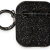Airpods 1/2 Nesil ile Uyumlu Parıltılı Simli Lüks Kılıf – Zarif ve Işıltılı Tasarım, Anahtarlık Halkalı (Black)