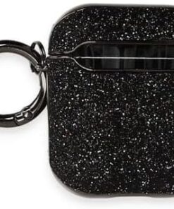 Airpods 1/2 Nesil ile Uyumlu Parıltılı Simli Lüks Kılıf – Zarif ve Işıltılı Tasarım, Anahtarlık Halkalı (Black)