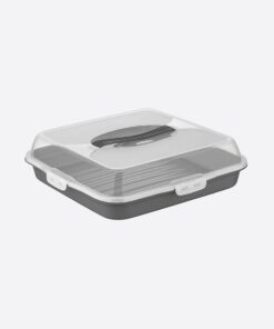 Home Kek Taşıma Kabı, BPA İçermeyen Plastik, Saplı ve Kilitli Kek Fanusu, Taşınabilir ve Güvenli Saklama Çözümü (Kare)