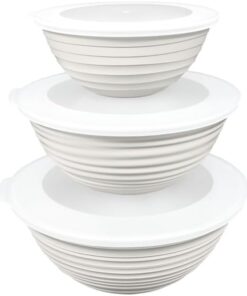 Home 3’lü Yuvarlak Kapaklı Plastik Saklama Kabı Seti – 3L, 2L, 1L – Mikrodalga ve Buzdolabı Uyumlu – Çok Amaçlı Gıda Saklama Kabı, Sızdırmaz ve Sağlam Tasarım (Beyaz)